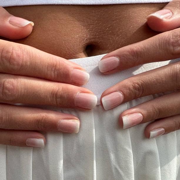 Timeless French Maniac nail wrap manicure belly
