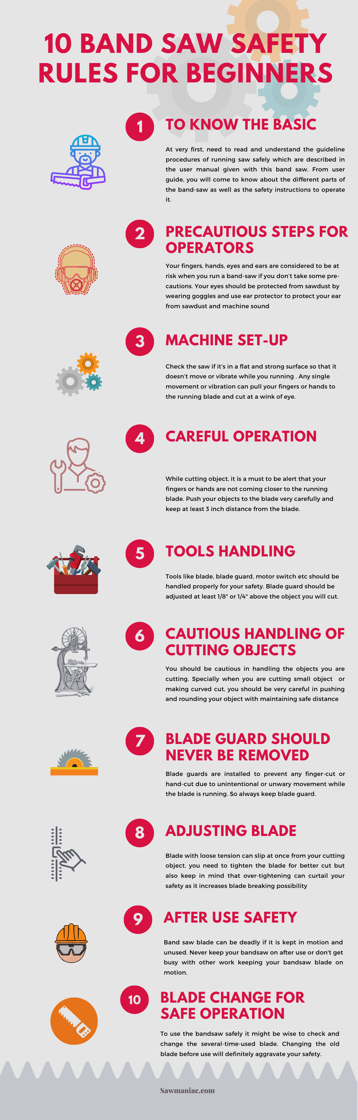 band saw safety infographic